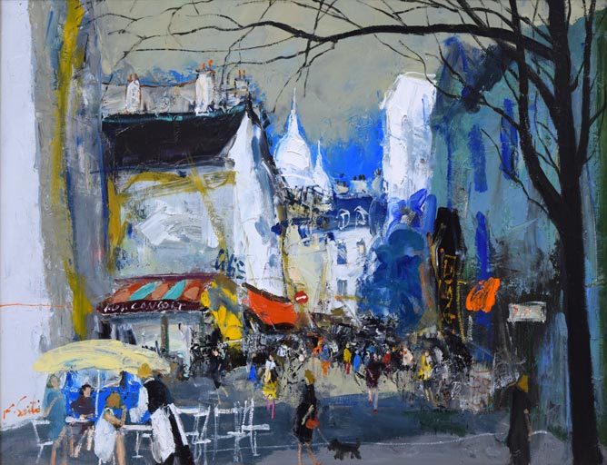 斉藤要「モンマルトル(パリ)」油絵・F6号 作品全体拡大画像