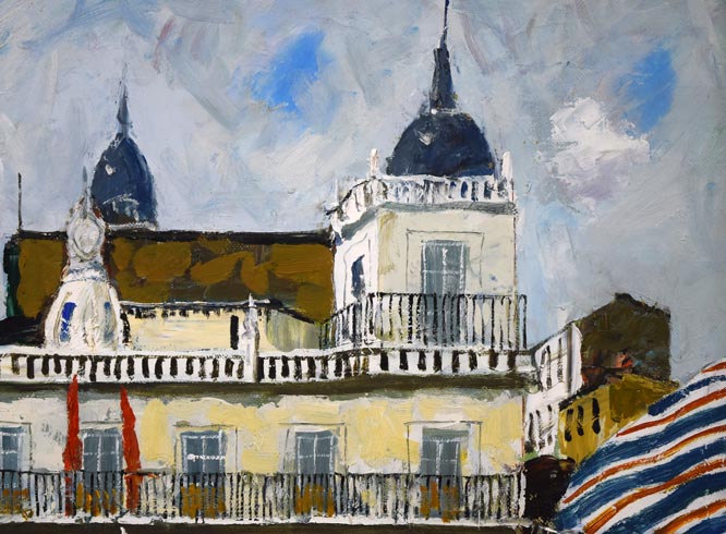 斉藤要「レオンの朝市(スペイン)」油絵・F8号 拡大画像2