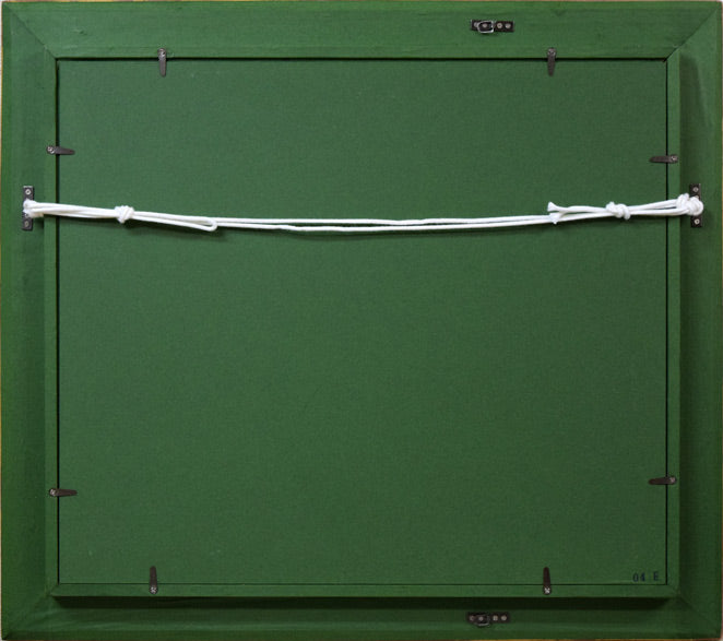 斉藤要「レオンの朝市(スペイン)」油絵・F8号 額縁裏側画像