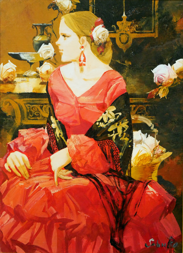 斎藤三郎「娘 マリー」油絵・F4号 作品全体拡大画像