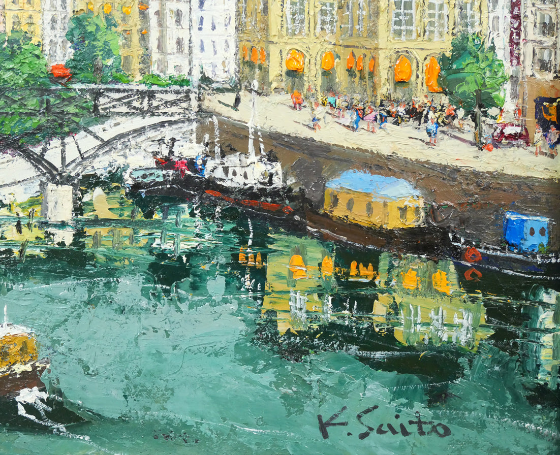 斉藤要「ラ・セーヌ(セーヌ川・フランス)」油絵・F6号 拡大画像4