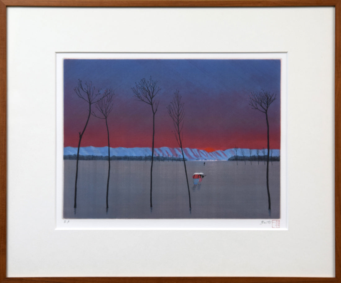 斎藤真一「朝立」エッチング(銅版画)