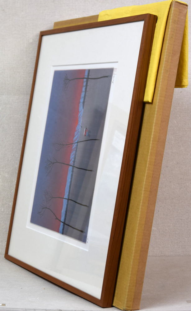 斎藤真一「朝立」エッチング(銅版画) 付属品画像(黄袋、差し箱)