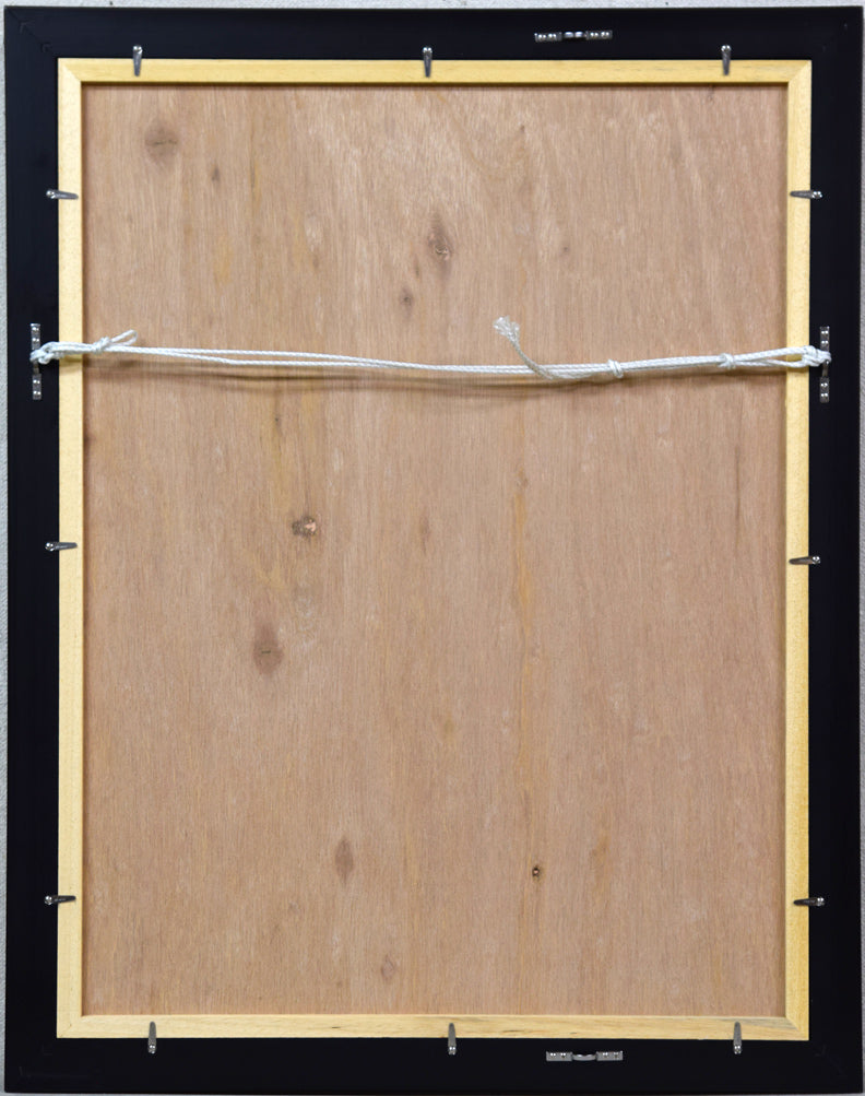 斎藤真一「灯(「雪国」三部作)」銅版画 額縁裏側画像