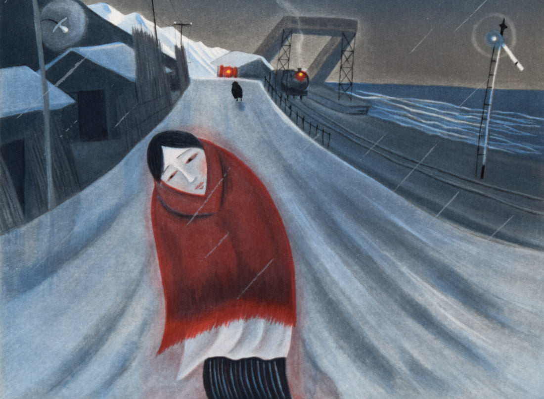 斎藤真一「筒石の女」銅版画 拡大画像2