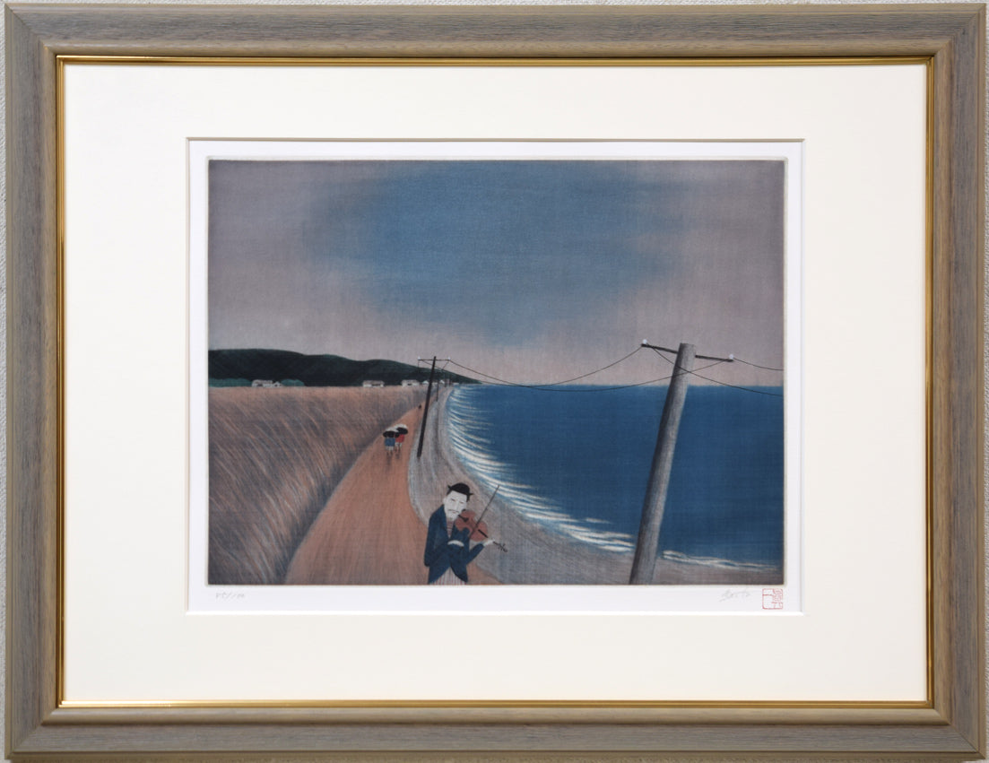 斎藤真一「バイオリン弾き」銅版画