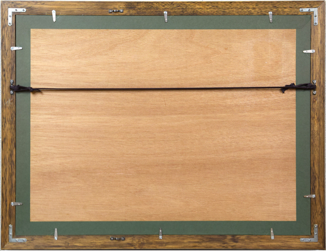 斎藤真一「バイオリン弾き」銅版画 額縁裏側画像