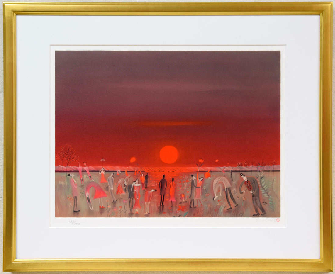 斎藤真一「陽の野」リトグラフ