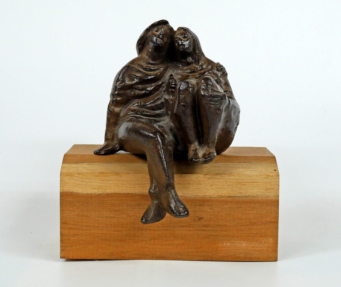 坂坦道「話」鋳物作品(台座付き) 全体画像1