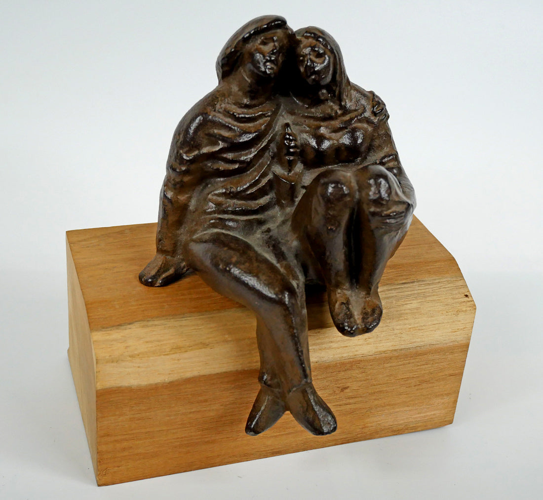 坂坦道「話」鋳物作品(台座付き) 全体画像2