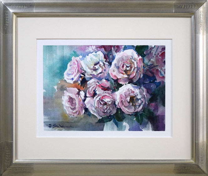 酒井芳元「薔薇」水彩画・3号