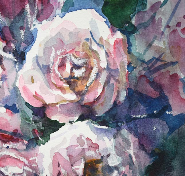 酒井芳元「薔薇」水彩画・3号 拡大画像2