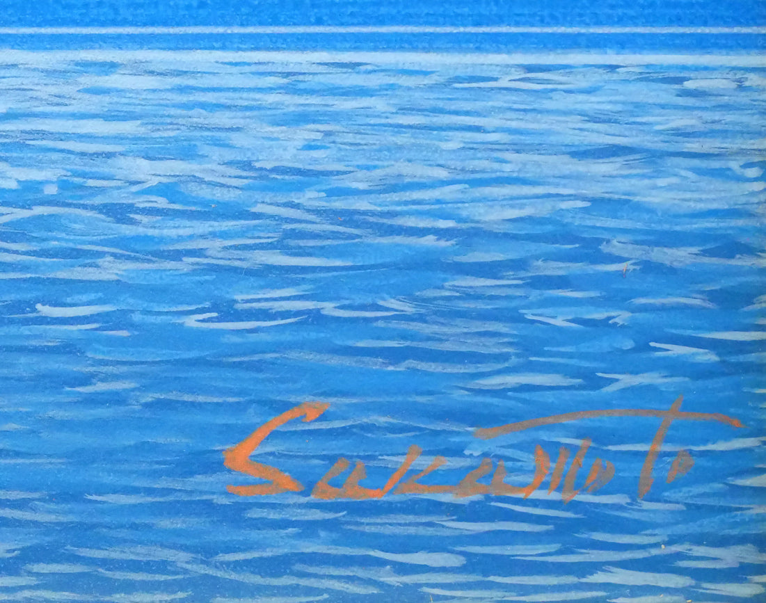 阪本修次「網走湖」油絵・F3号 サイン拡大画像