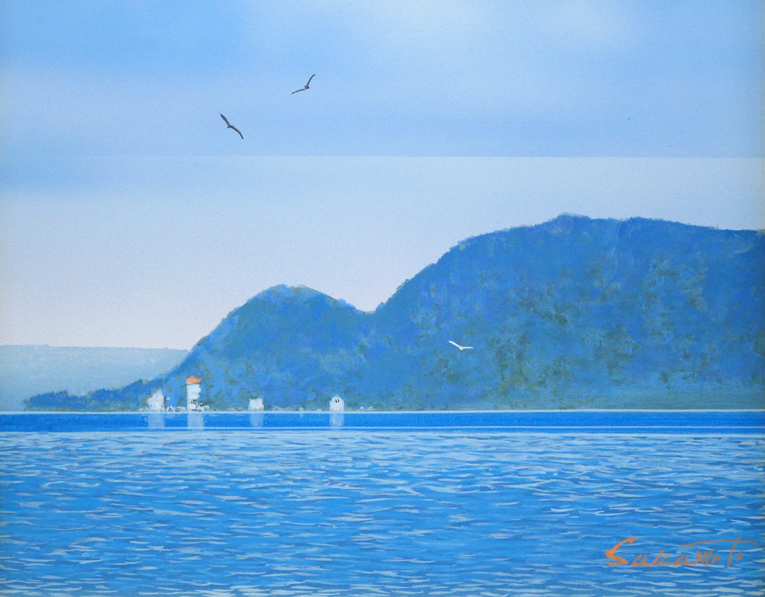 阪本修次「網走湖」油絵・F3号 拡大画像2