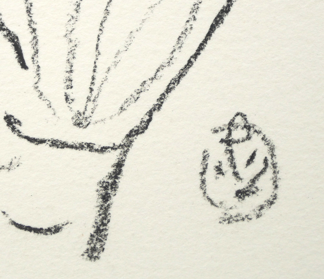 坂本直行「ばんけい草」黒コンテ画(17.5×12.8cm) サイン拡大画像