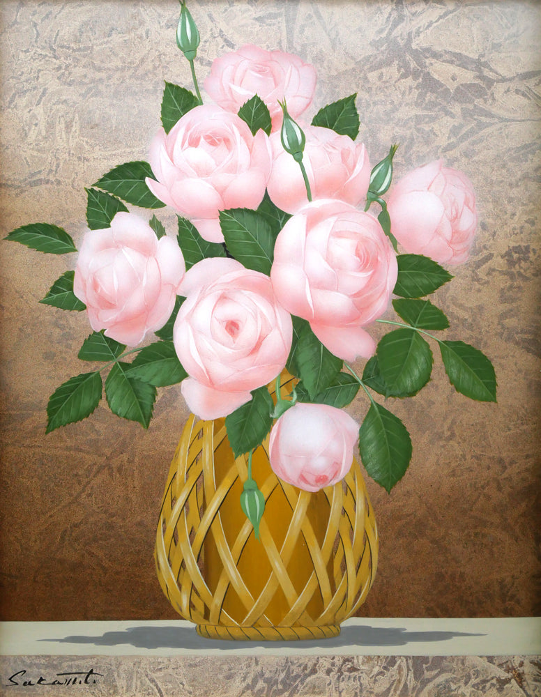 阪本修次「ばら」油絵・F6号 作品全体拡大画像