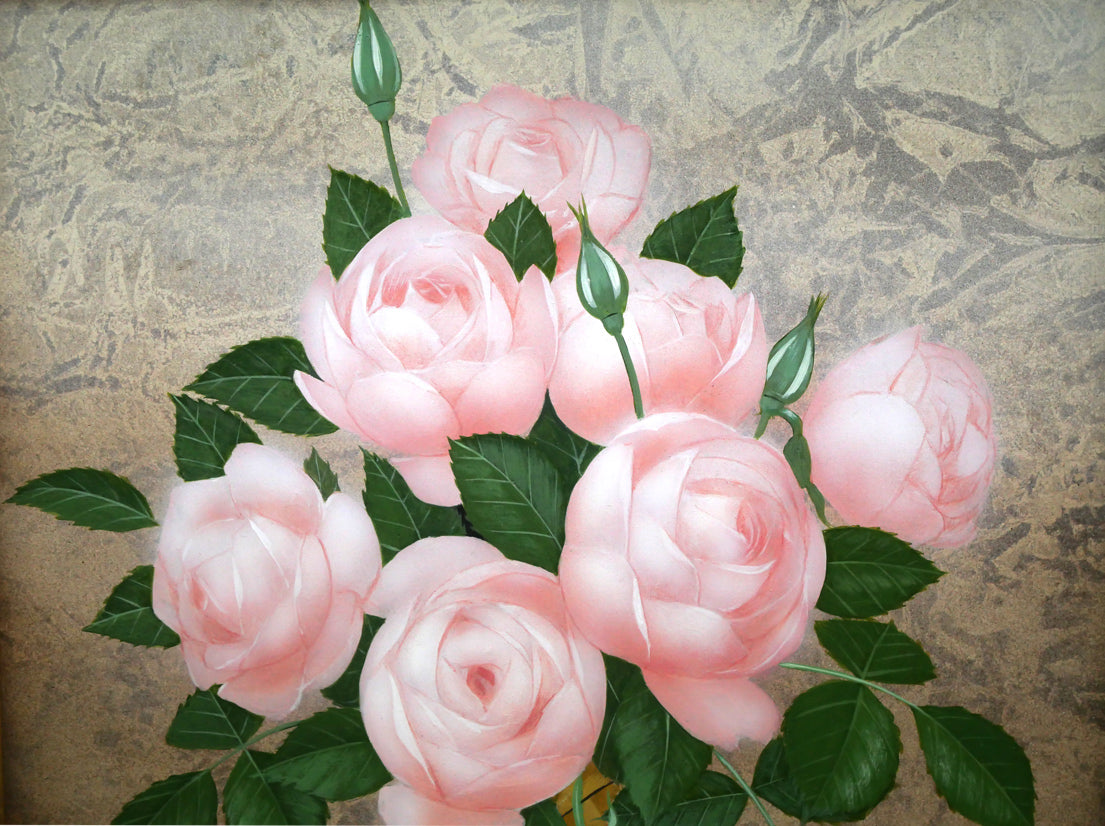 阪本修次「ばら」油絵・F6号 拡大画像1