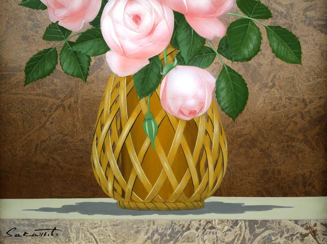 阪本修次「ばら」油絵・F6号 拡大画像3