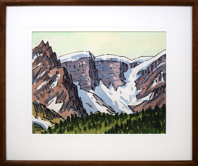 坂本直行「ドーム・グレーシャー(カナダ)」水彩画・6号