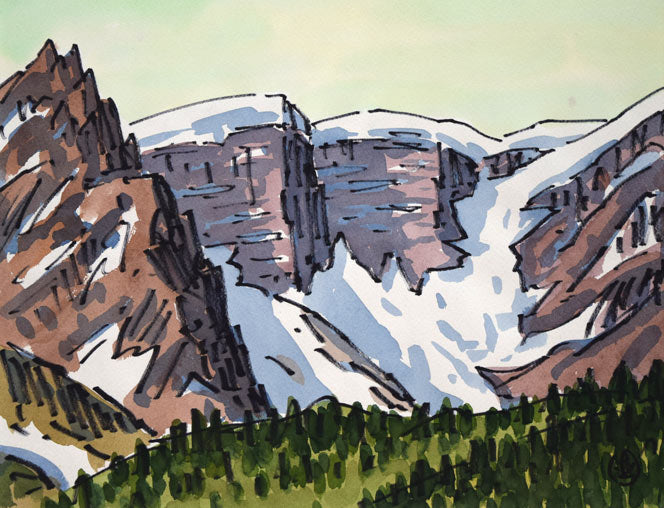 坂本直行「ドーム・グレーシャー(カナダ)」水彩画・6号 作品全体拡大画像