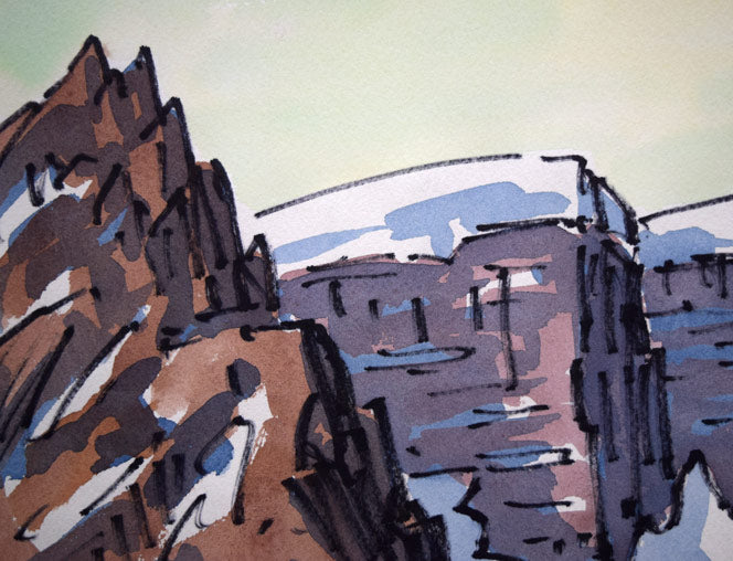 坂本直行「ドーム・グレーシャー(カナダ)」水彩画・6号 拡大画像1