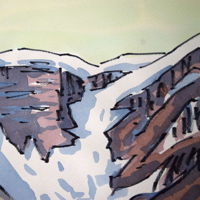 坂本直行「ドーム・グレーシャー(カナダ)」水彩画・6号 拡大画像2