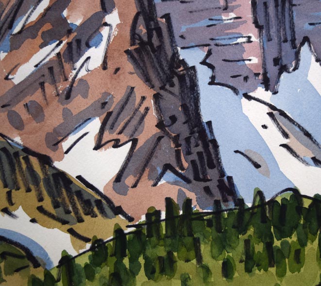 坂本直行「ドーム・グレーシャー(カナダ)」水彩画・6号 拡大画像3