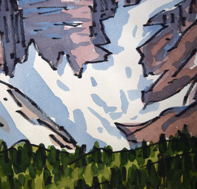 坂本直行「ドーム・グレーシャー(カナダ)」水彩画・6号 拡大画像4