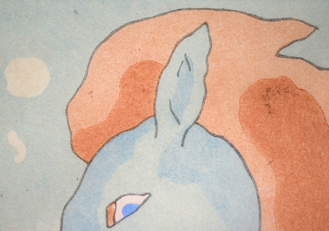 坂本繁二郎「放牧馬」木版画 拡大画像2