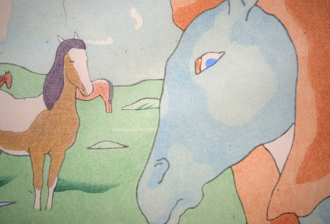 坂本繁二郎「放牧馬」木版画 拡大画像4