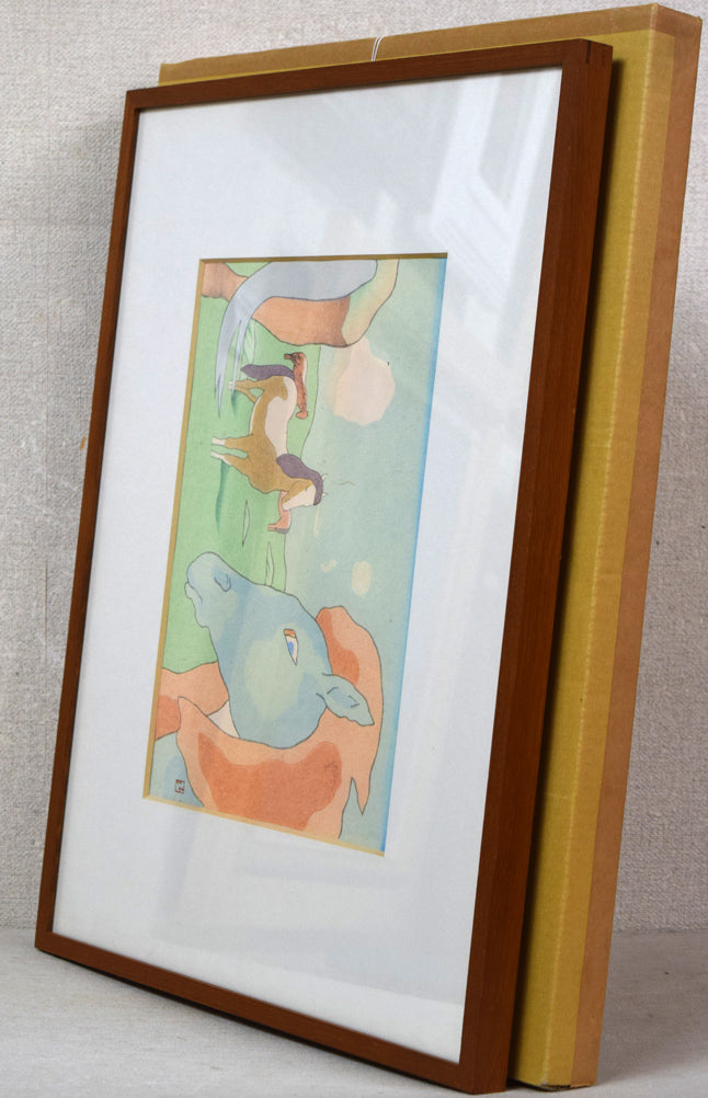 坂本繁二郎「放牧馬」木版画 付属品画像(差し箱)