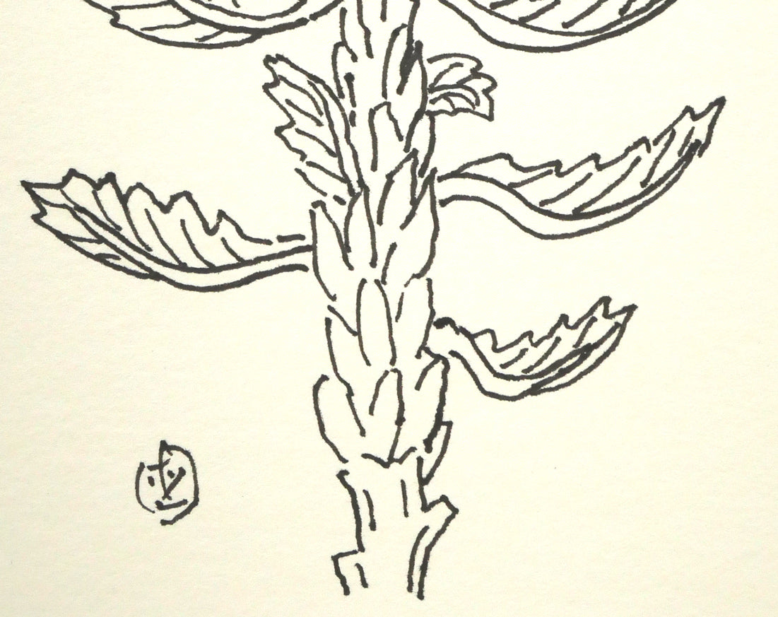 坂本直行「かしわ」ペン画(13.2×11.8cm) 拡大画像2