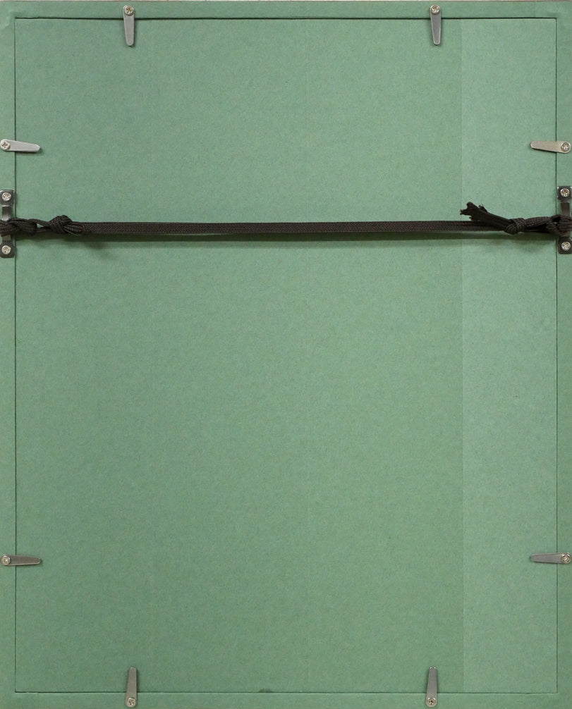 坂本直行「かしわ」ペン画(13.2×11.8cm) 額縁裏側画像