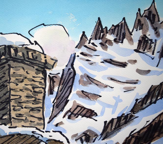 坂本直行「ナムチェにて(ネパール)」水彩画・6号 拡大画像2