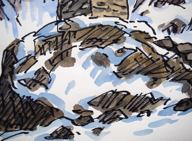 坂本直行「ナムチェにて(ネパール)」水彩画・6号 拡大画像4