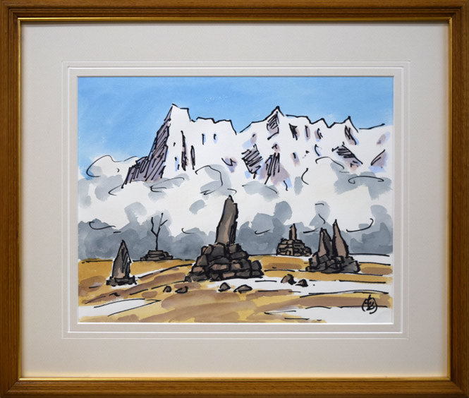 坂本直行「ナムン・バンヂャン風景(ヒマラヤ)」水彩画・6号