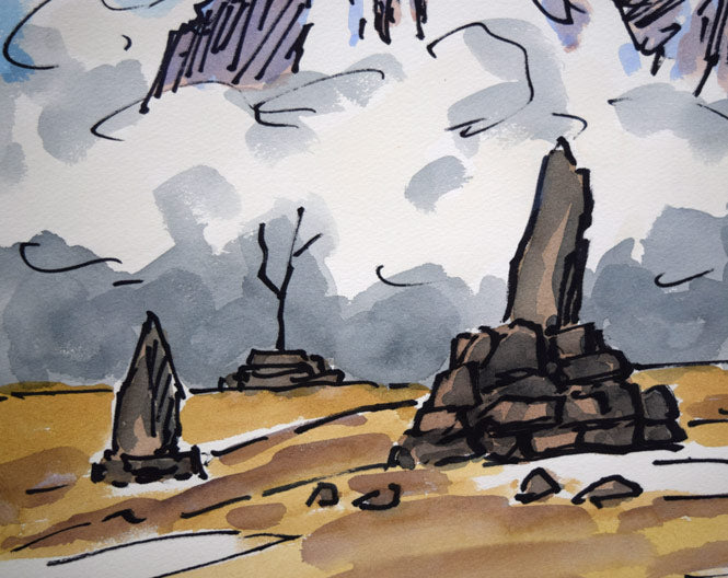 坂本直行「ナムン・バンヂャン風景(ヒマラヤ)」水彩画・6号 拡大画像3