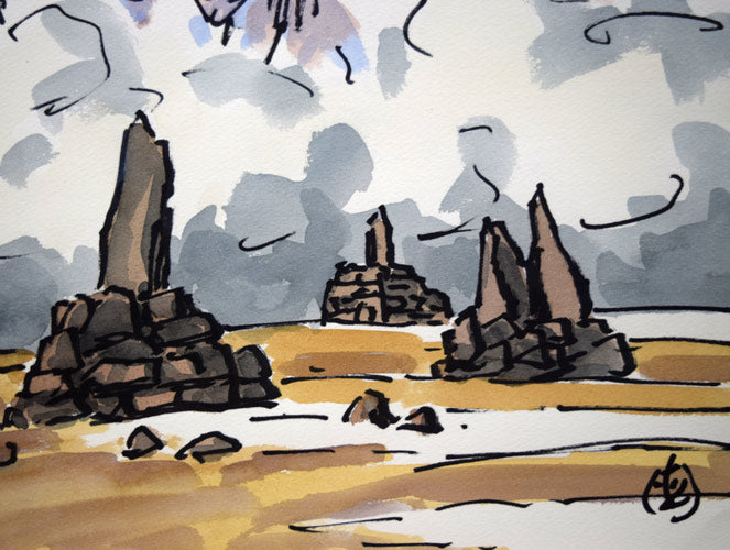 坂本直行「ナムン・バンヂャン風景(ヒマラヤ)」水彩画・6号 拡大画像4