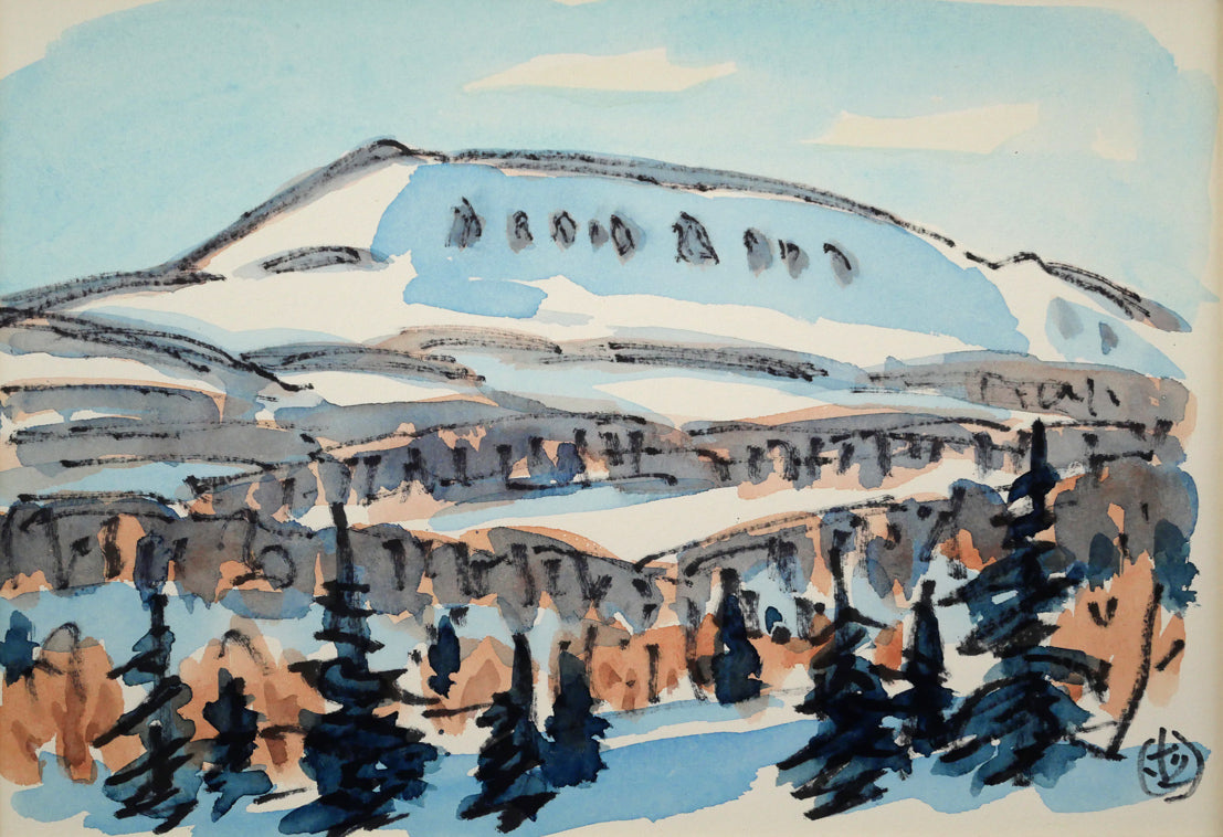 坂本直行「早春のムイネシリ(無意根山)」水彩画・SM 作品全体画像