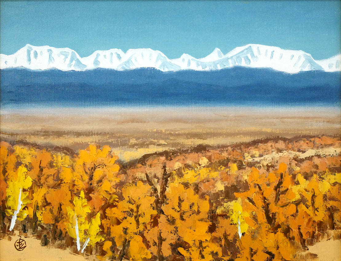 坂本直行「初冬の日高連峰」油絵・F6号 作品全体拡大画像