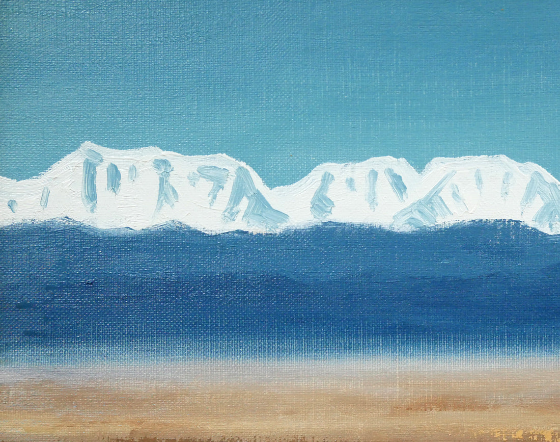 坂本直行「初冬の日高連峰」油絵・F6号 拡大画像1