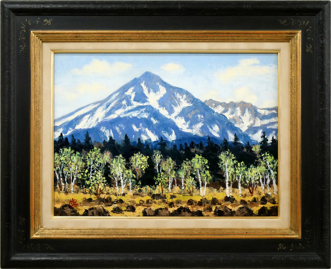 坂本直行「残雪の美瑛岳」油絵・P8号