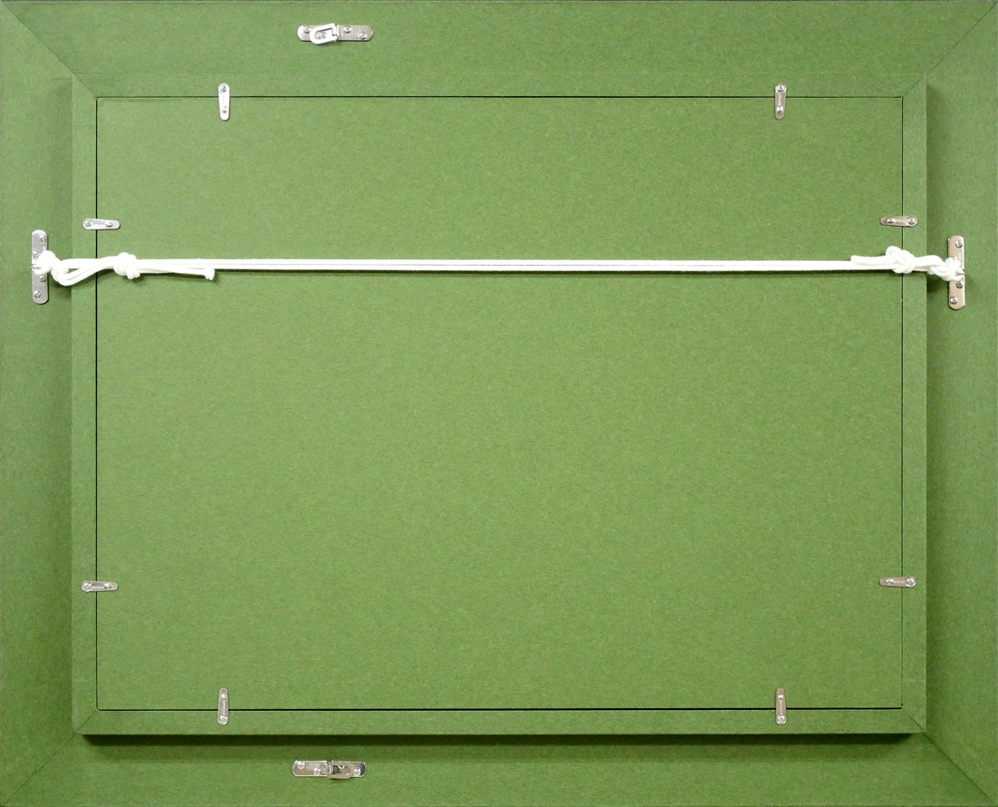 坂本直行「残雪の美瑛岳」油絵・P8号 額縁裏側画像