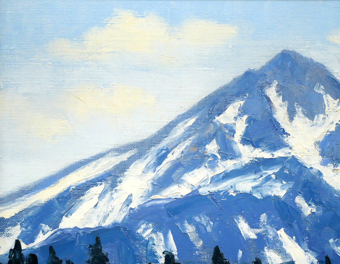 坂本直行「残雪の美瑛岳」油絵・P8号 拡大画像1