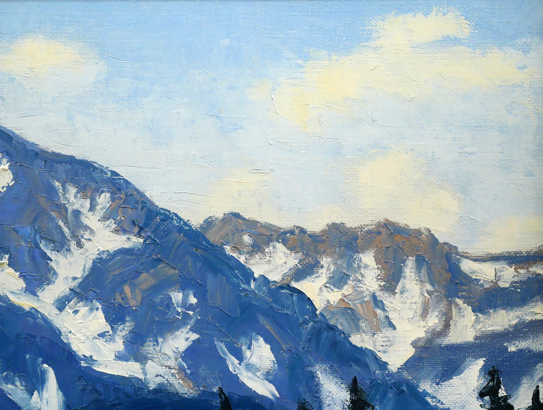坂本直行「残雪の美瑛岳」油絵・P8号 拡大画像3