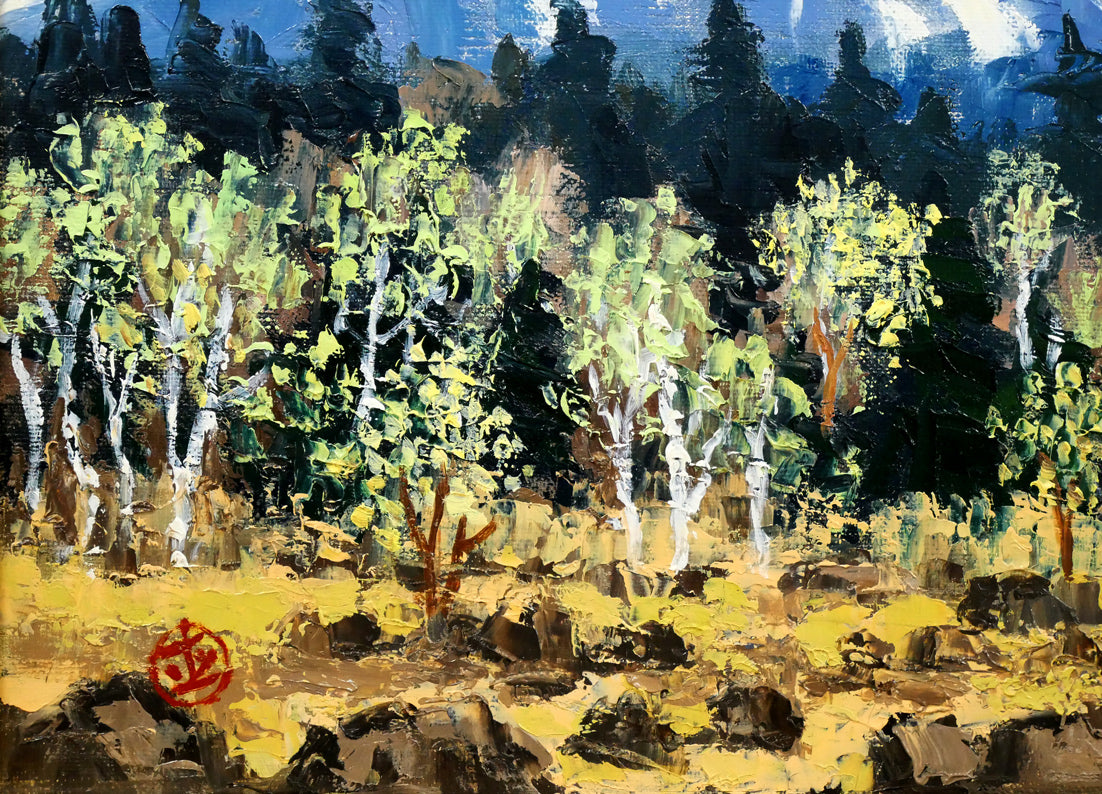 坂本直行「残雪の美瑛岳」油絵・P8号 拡大画像4