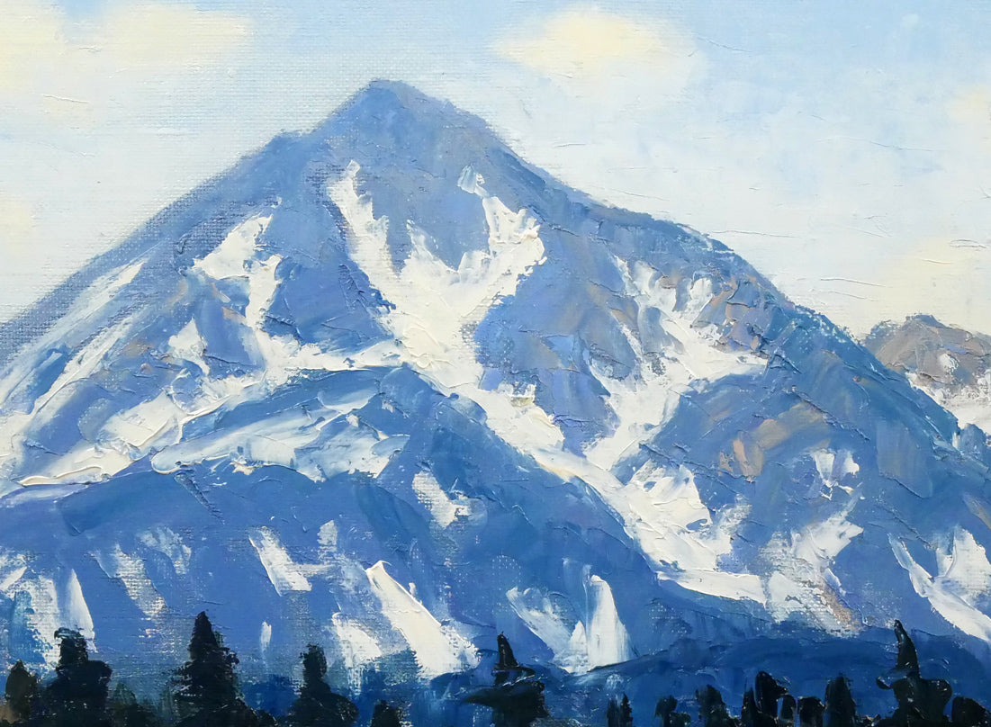 坂本直行「残雪の美瑛岳」油絵・P8号 拡大画像2