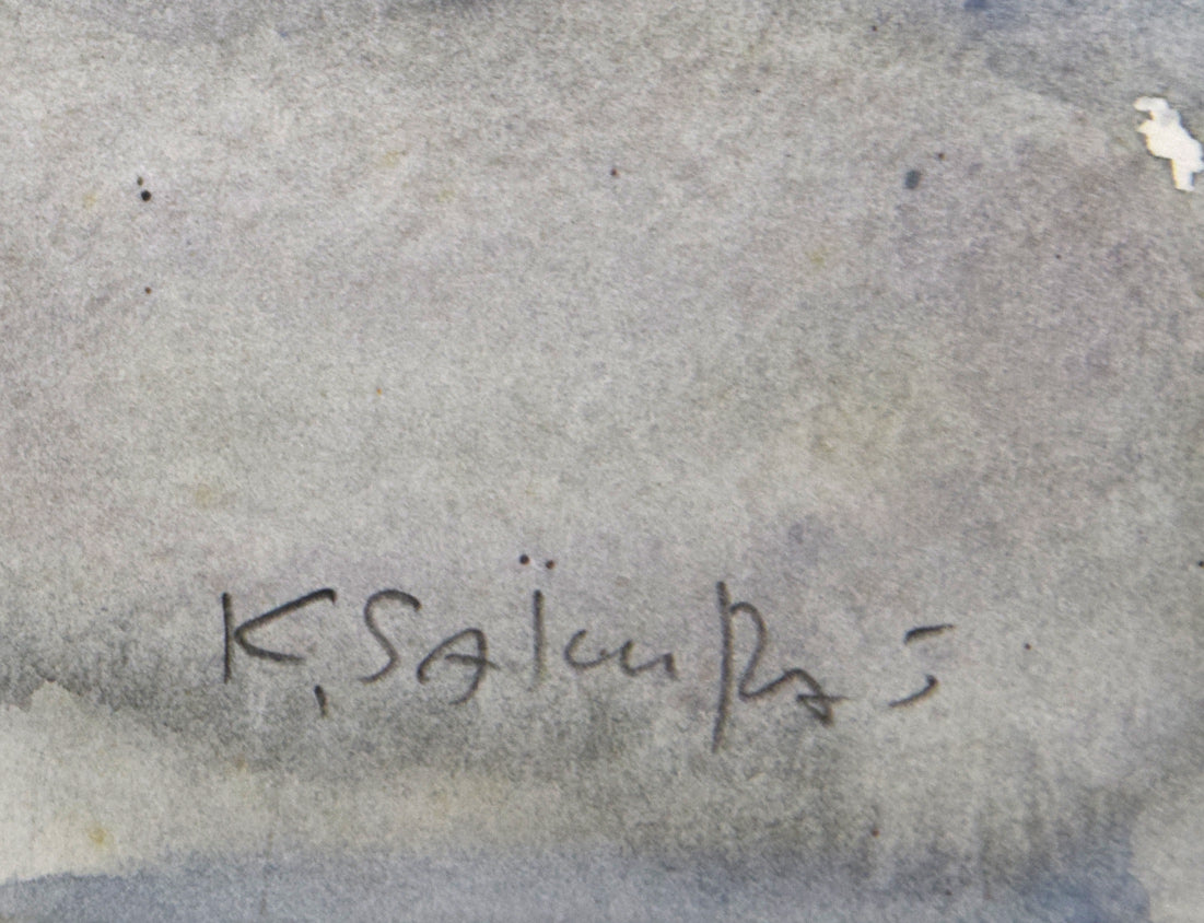 桜井慶治「裸婦」水彩画・5号 サイン拡大画像