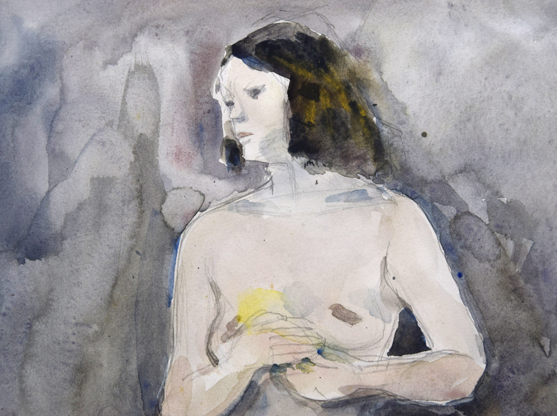 桜井慶治「裸婦」水彩画・5号 拡大画像1