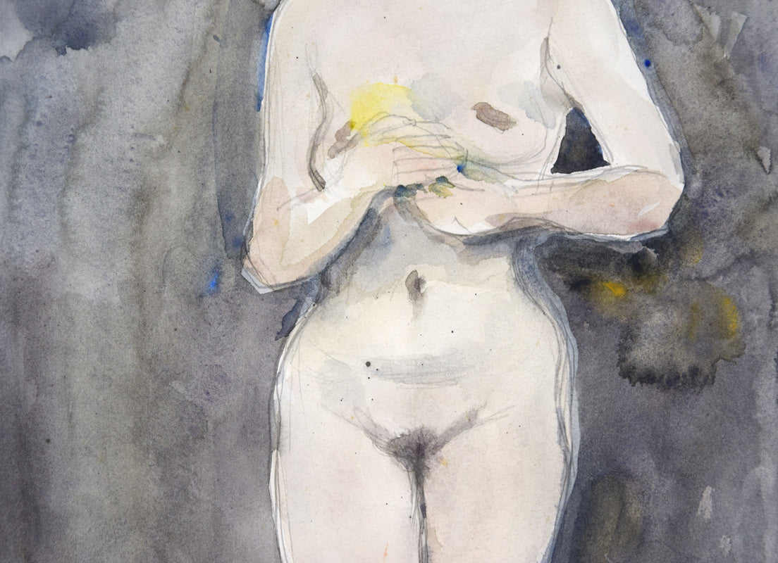 桜井慶治「裸婦」水彩画・5号 拡大画像3